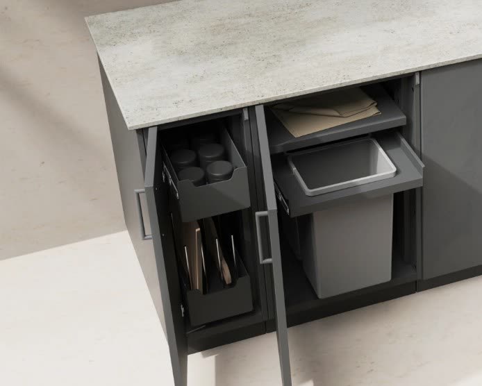 Outdoor kitchen grill station with stone counters by iKitchen Cabinetry